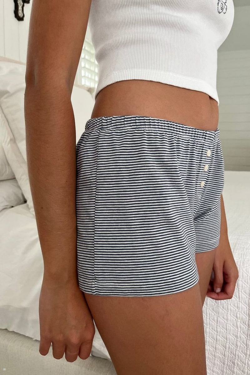 Short Brandy Melville Keira Rayé Bleu Marine Blanche | XSG-35101087